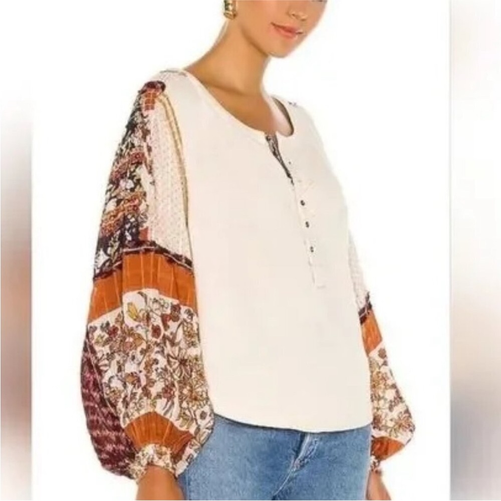 Free People Light Magic Patchwork Balloon Sleeve … - image 4